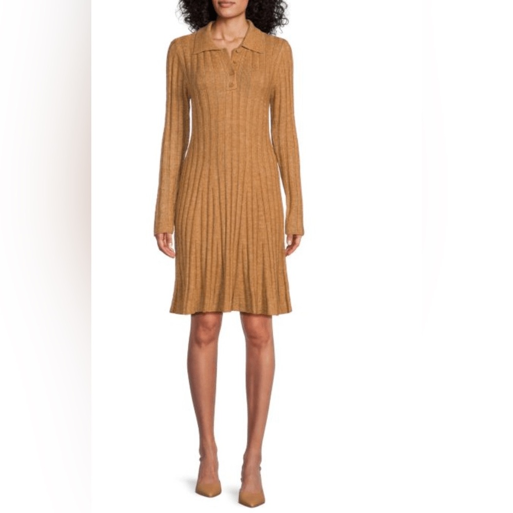 Saks Fifth Avenue Tan Long Sleeve Dress
